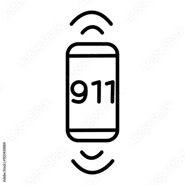 Fototapeta Telephone icon with 911 emergency call. Vector illustration.