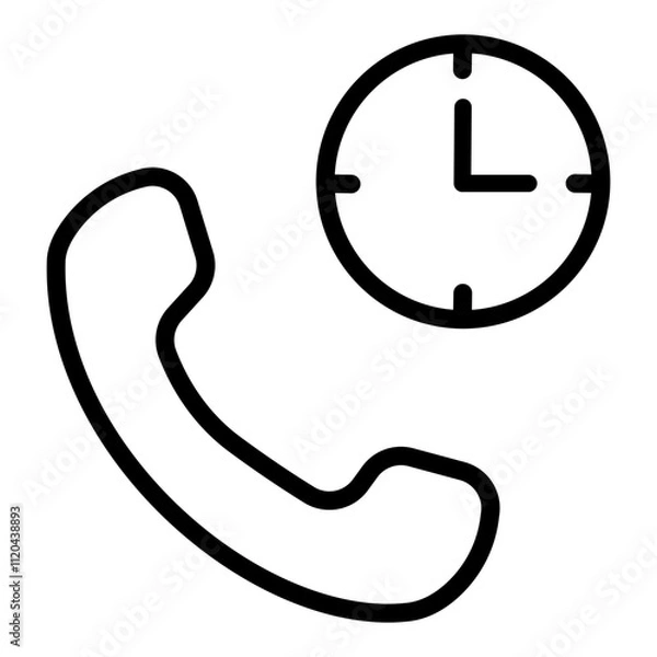 Fototapeta Phone call icon at a certain time. Vector illustration.