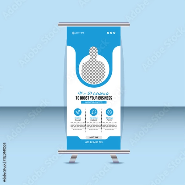 Fototapeta Corporate business rollup banner, pull up, business flyer, pull up, display banner, x-banner vector, flag-banner design bundle template or Roll up banner stand for your company.