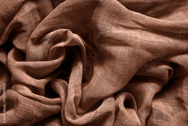 Obraz Brown mocha mousse color cotton fabric background. Color of the year 2025.