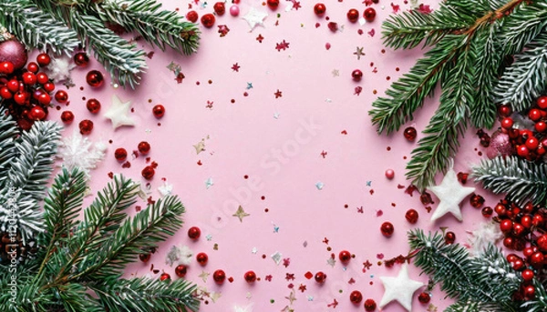 Obraz christmas background with christmas tree branches