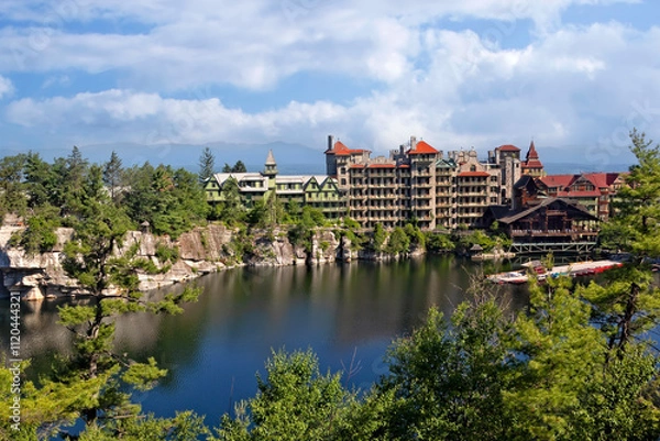 Fototapeta View of Mohonk Mountain House, in New Paltz, New York
