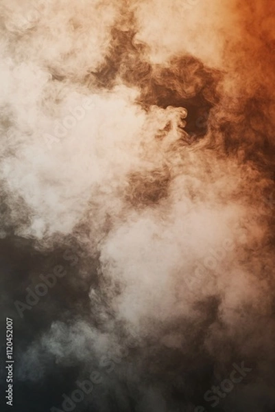 Fototapeta Abstract background with smoke clouds and particles. Natural disaster, catastrophe, bomb explosion. Effect for war game. Backdrop for design. Mocha mousse - color 2025