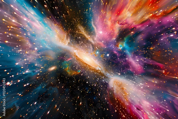 Obraz cosmic wonder: infinite stars twinkling through a celestial space warp in vibrant colors. generative ai