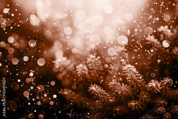 Obraz Elegant abstract Christmas brown mocha mousse background with sparkling lights