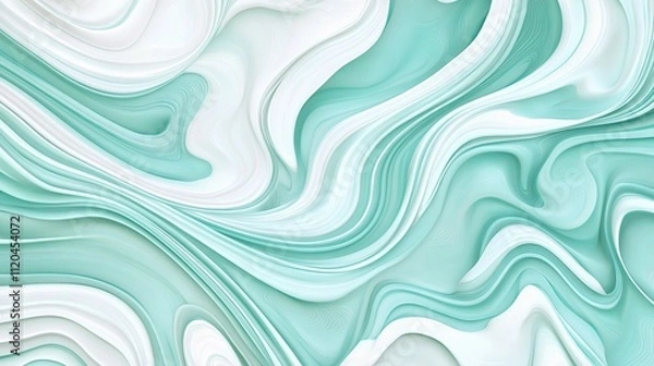 Fototapeta Abstract Wavy Patterns in Light Blue and Green Tones for Design