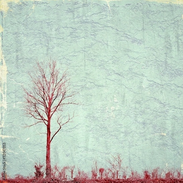 Obraz Surreal landscape with red single tree