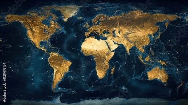 Obraz World map highlighting continents and ocean currents.