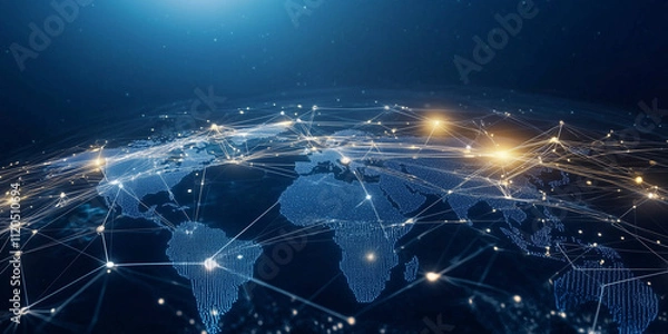 Fototapeta Global network visualization with copy space for text