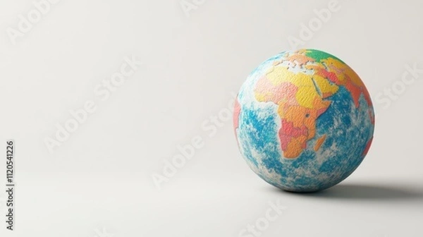 Obraz A textured globe rests on a plain white background