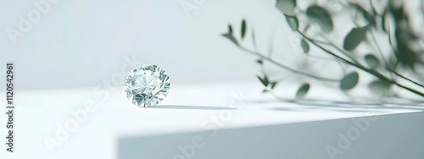 Fototapeta A photograph of a single diamond on a white background