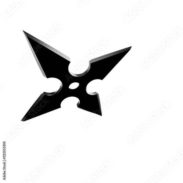 Fototapeta 3D Illustration of a Ninja Shuriken –Realistic depiction of a traditional throwing star with sharp blades, metallic texture, and detailed design, perfect for digital art projects, graphics, and poster