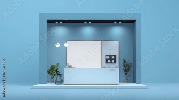 Fototapeta Trade exhibition stand mockup featuring a blank layout for showcasing products
