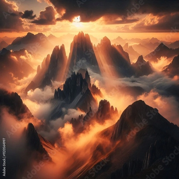 Obraz Sunbeams Piercing the Clouds