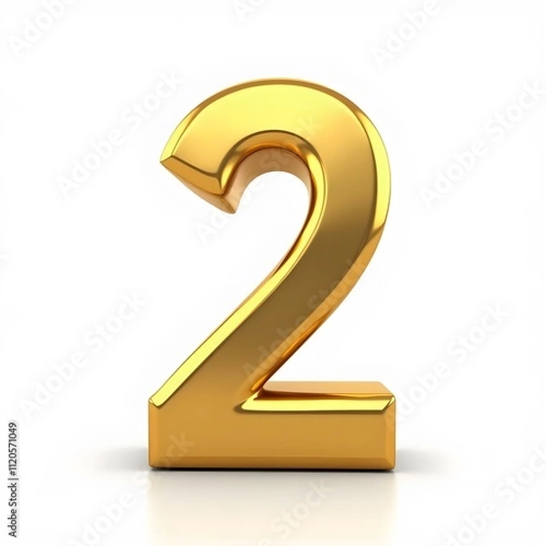 Fototapeta Golden Number Two - 3D Gold Number