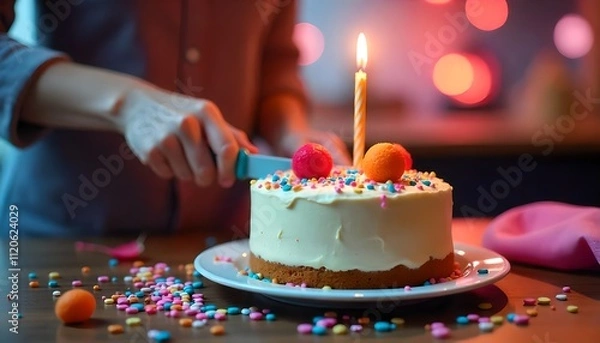 Fototapeta birthday cake with candles