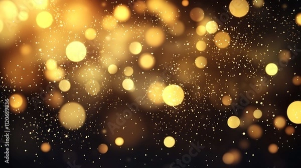 Fototapeta Glistening Golden Bokeh Lights as Festive Abstract Background for Celebrations : Generative AI