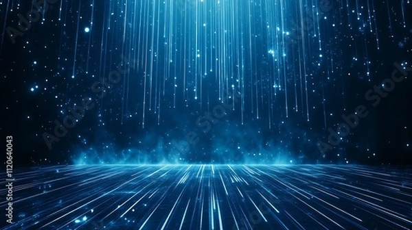 Fototapeta Blue Digital Lines and Data Flow Creating a Futuristic Visual Experience in Virtual Reality : Generative AI