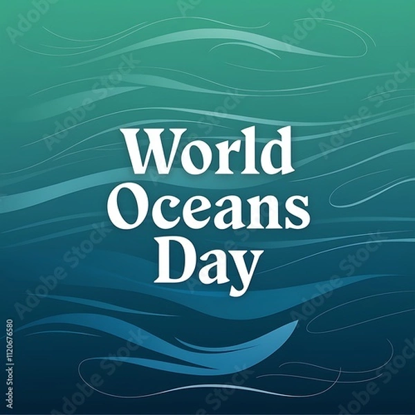Fototapeta World Oceans Day Celebrated With Abstract Ocean Waves Design
