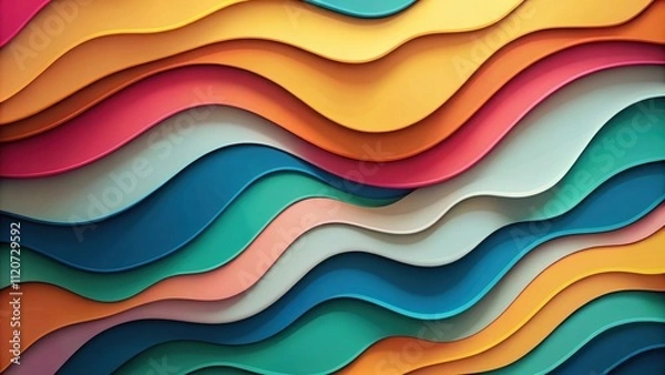 Fototapeta Wavy trendy abstract shapes in paper style, abstract, trendy, wavy, shapes, design, artistic, modern, colorful, vibrant