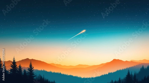 Fototapeta Starry Night Sky Over Mountain Range