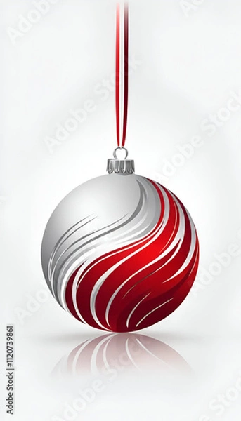 Obraz silver and red  christmas tree decoration ball isolated on white background 