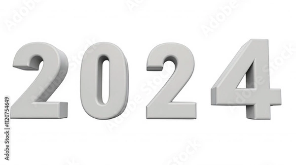 Fototapeta 3D Numbers "2024" with Transparent Background for New Year and Holiday Design