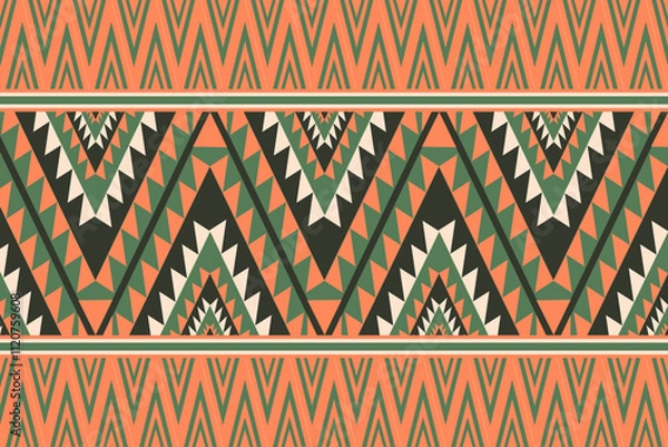 Obraz Abstract autumn art. Bright warm colors, fall leaves, trees, and geometric retro patterns. Frame, background for text. Modern autumn poster, web banner, flyer vector design.