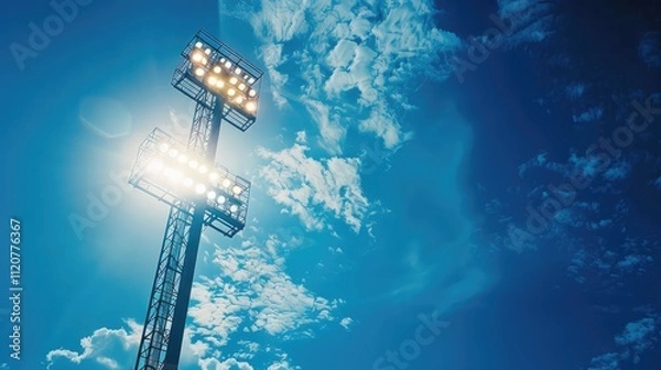 Obraz Stadium lighting concept against the blue sky