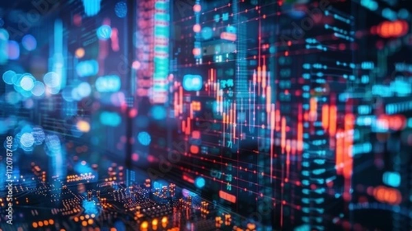 Fototapeta Global finance trends an infographic overview of stock markets and digital environments