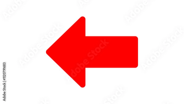 Fototapeta Graphic single vector editable red arrow. Isolated Left pointing arrow icon. direction, position symbol.