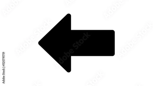 Fototapeta Graphic single vector editable black arrow. Isolated Left pointing arrow icon. direction, position symbol.