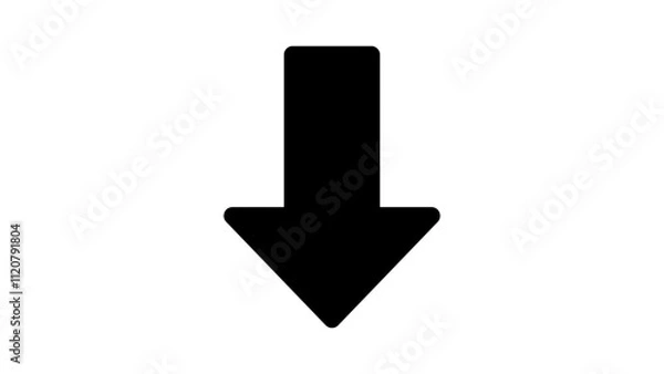 Obraz Graphic single vector editable black arrow. Isolated Down pointing arrow icon. direction, position symbol.