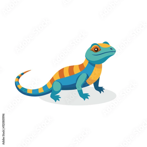 Fototapeta Collared Lizard animal isolated flat vector illustration on white background.
