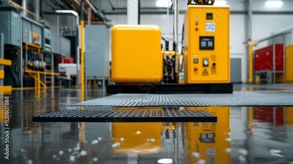 Fototapeta Demonstration of insulated rubber mats in a setup environment.