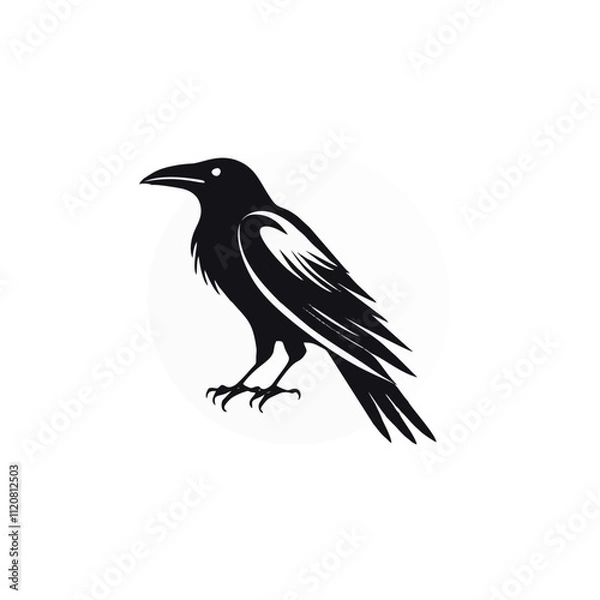 Fototapeta raven or crow bird logo vector illustration design