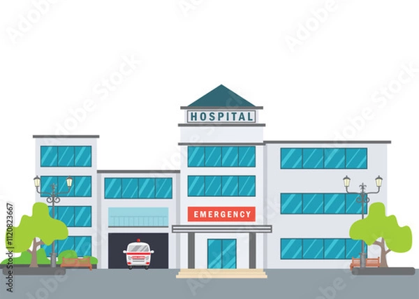 Fototapeta hospital building cartoon vector element design template 
