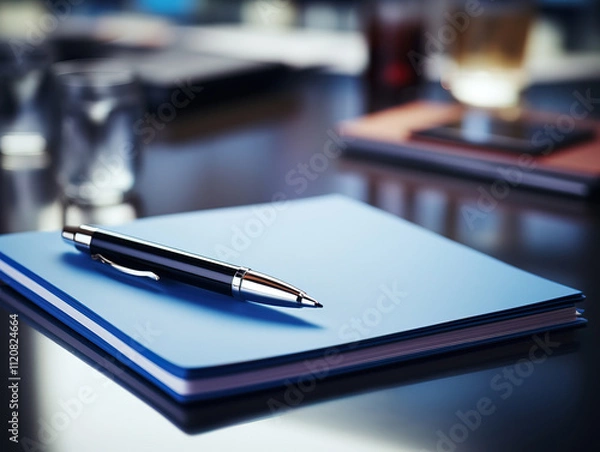 Fototapeta Splendid Blank Spiral Note Pad Cup and Pen on Wood