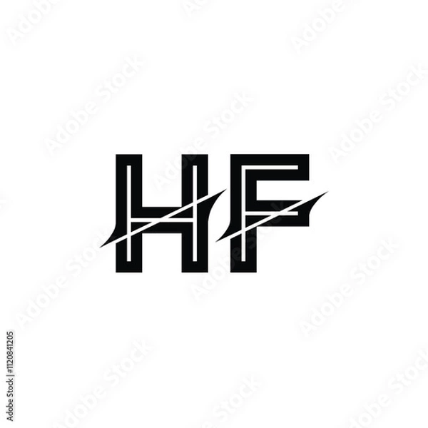 Fototapeta HF monogram logo design letter text name symbol monochrome logotype alphabet character simple logo