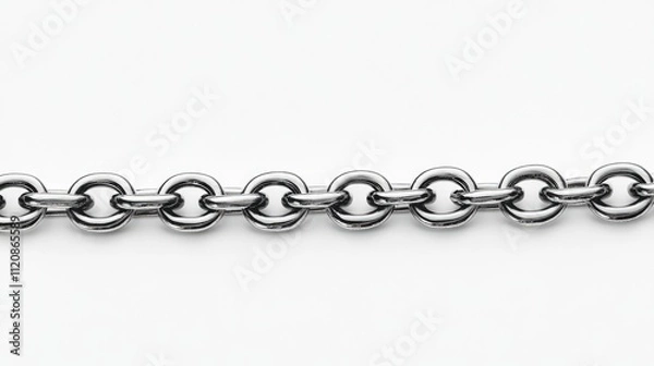 Fototapeta Chain links isolated on a white background representing strength durability and connection in design or industrial contexts