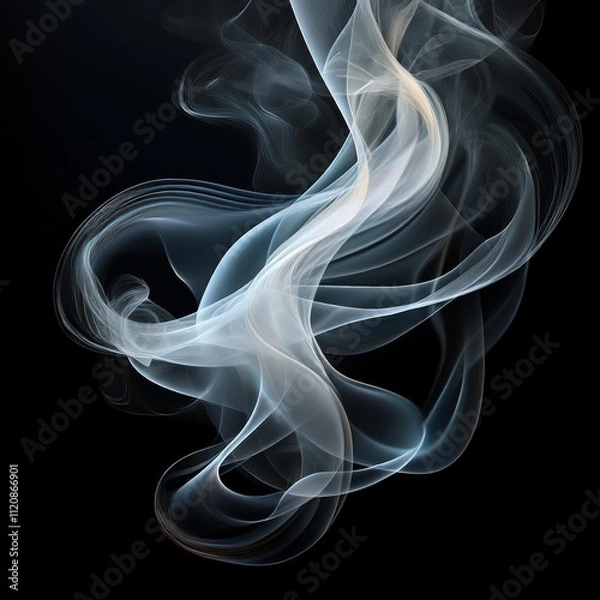 Obraz Unique Transparent Smoke Isolated in Black Background