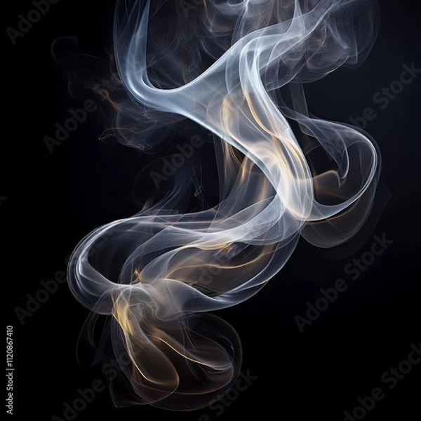 Obraz Unique Transparent Smoke Isolated in Black Background