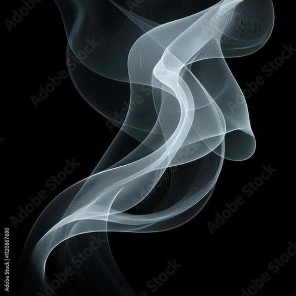 Obraz Unique Transparent Smoke Isolated in Black Background