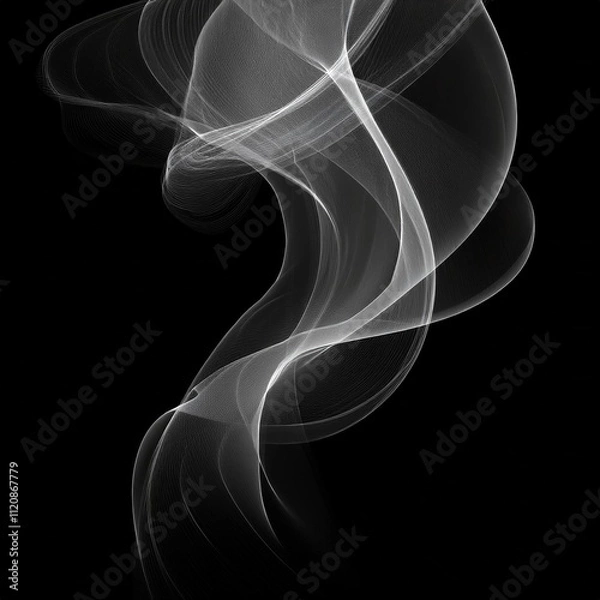 Obraz Unique Transparent Smoke Isolated in Black Background