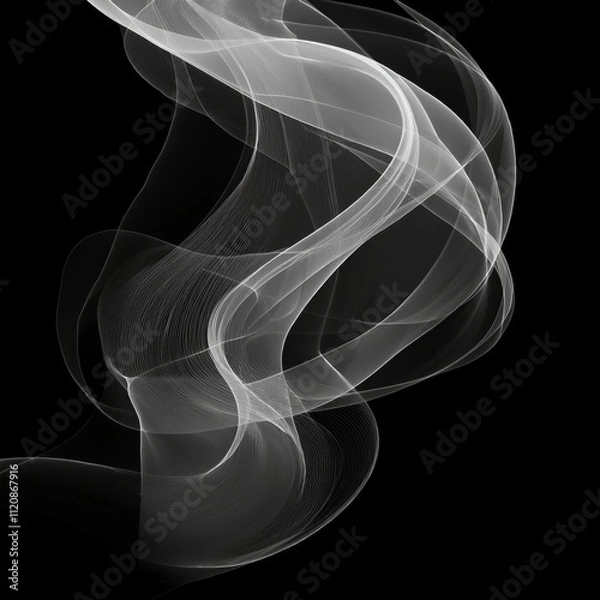 Obraz Unique Transparent Smoke Isolated in Black Background