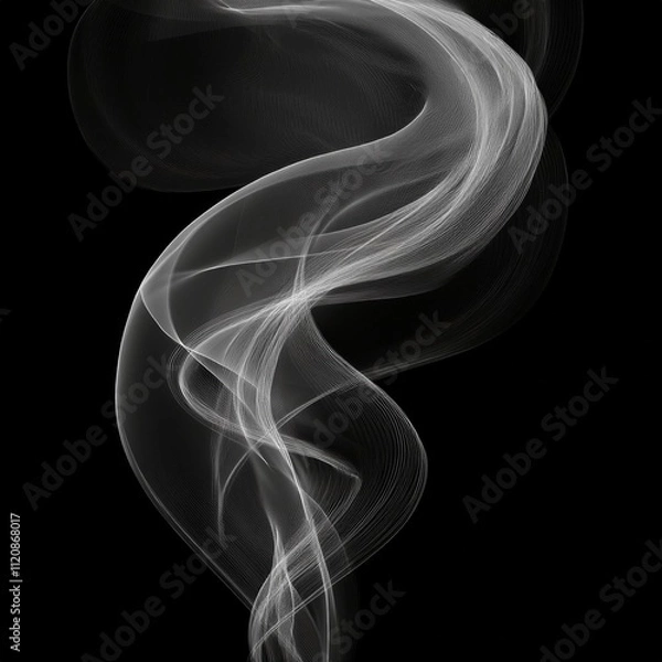 Obraz Unique Transparent Smoke Isolated in Black Background