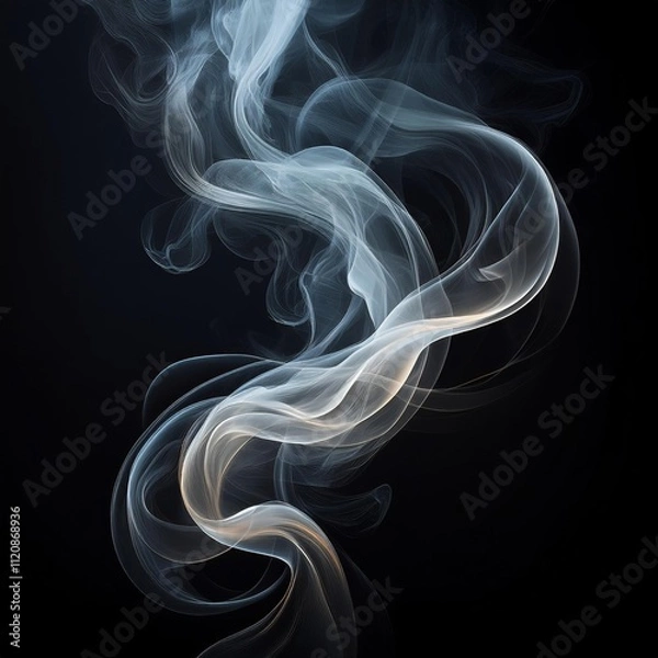 Obraz Unique Transparent Smoke Isolated in Black Background