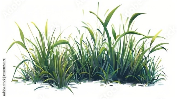 Obraz Fresh green grass isolated on white background for natural design themes.