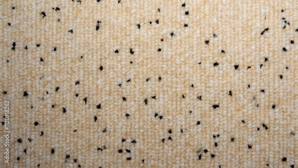 Fototapeta Beige Carpet Texture Background, Close-Up View of Cream Carpet with Small Black and White Specks, Ideal for Interior Design and Textile Projects