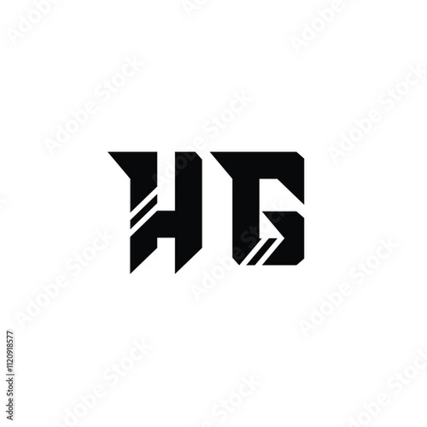 Fototapeta HG monogram logo design letter text name symbol monochrome logotype alphabet character simple logo